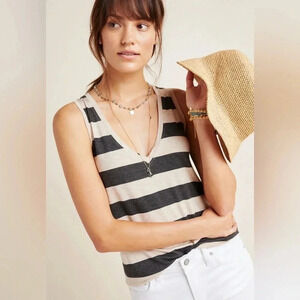 NWT Anthropologie Antigua Bordeaux Striped Swing Tank Size XL